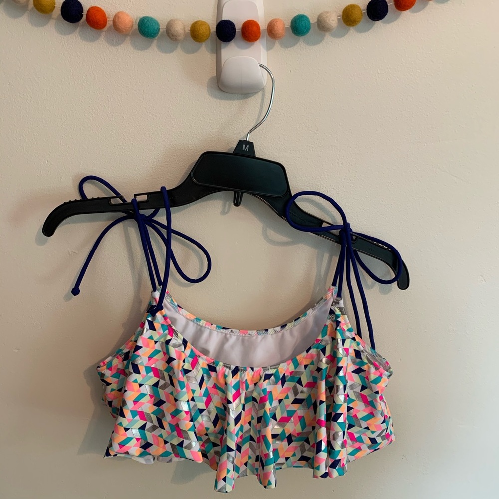 VS Swim Multi Flounce Bandeau Bikini Top Sz L